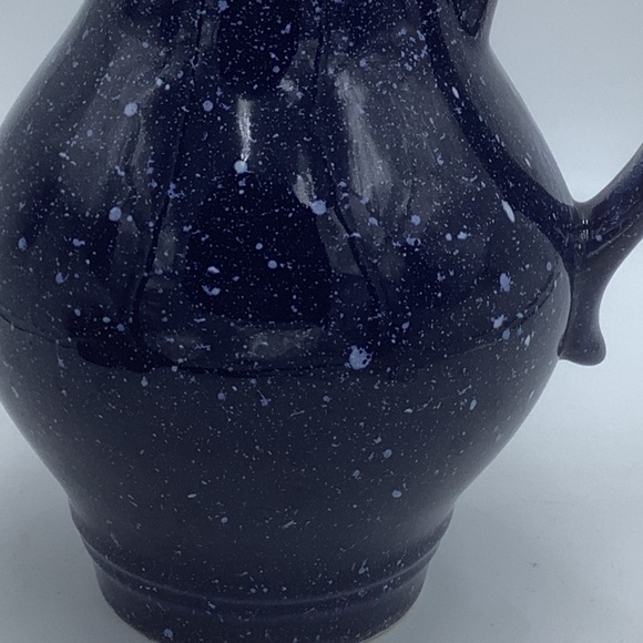 Vintage Cobalt Blue Speckled 6 1/4” Ceramic Pitcher - Picture 3 of 8